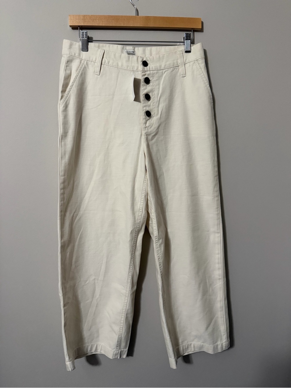 J. Crew White Cropped Wide Leg High Rise Pants Button Fly Women’s 28 NWT